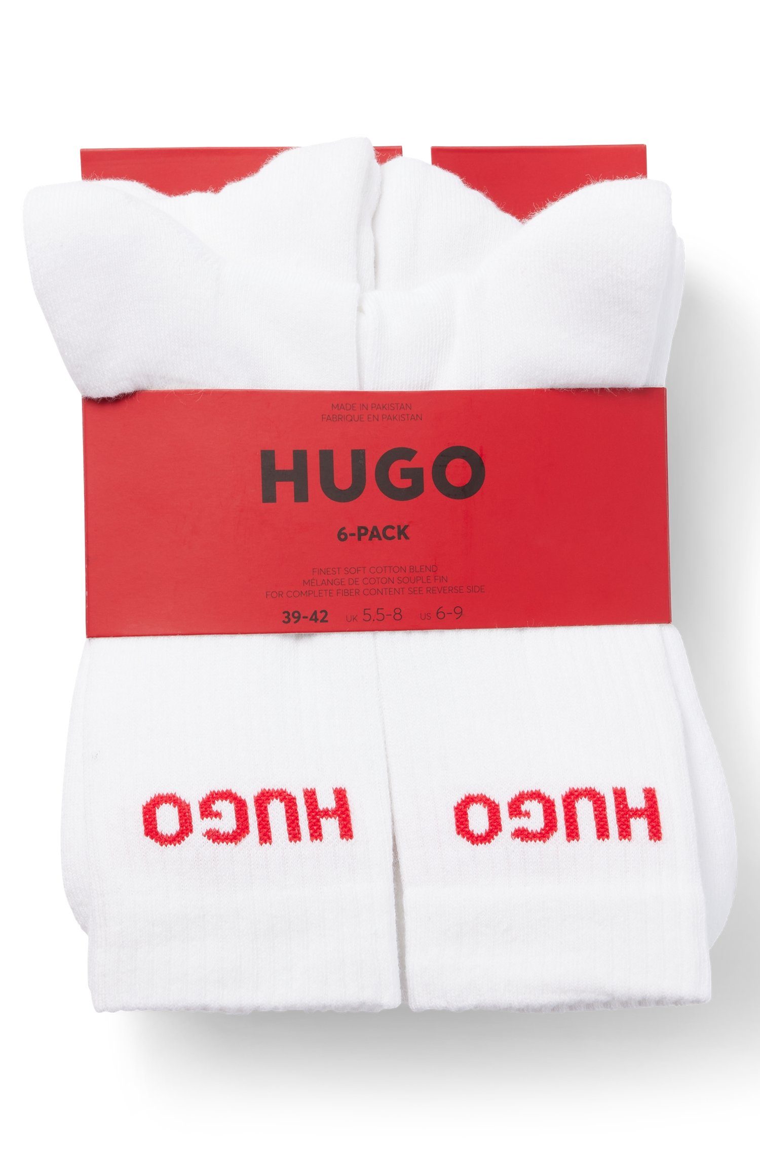 6P (Packung, LOGO RIB 2er Pack) QS Logo BOSS CC Socken eingestricktem mit HUGO White