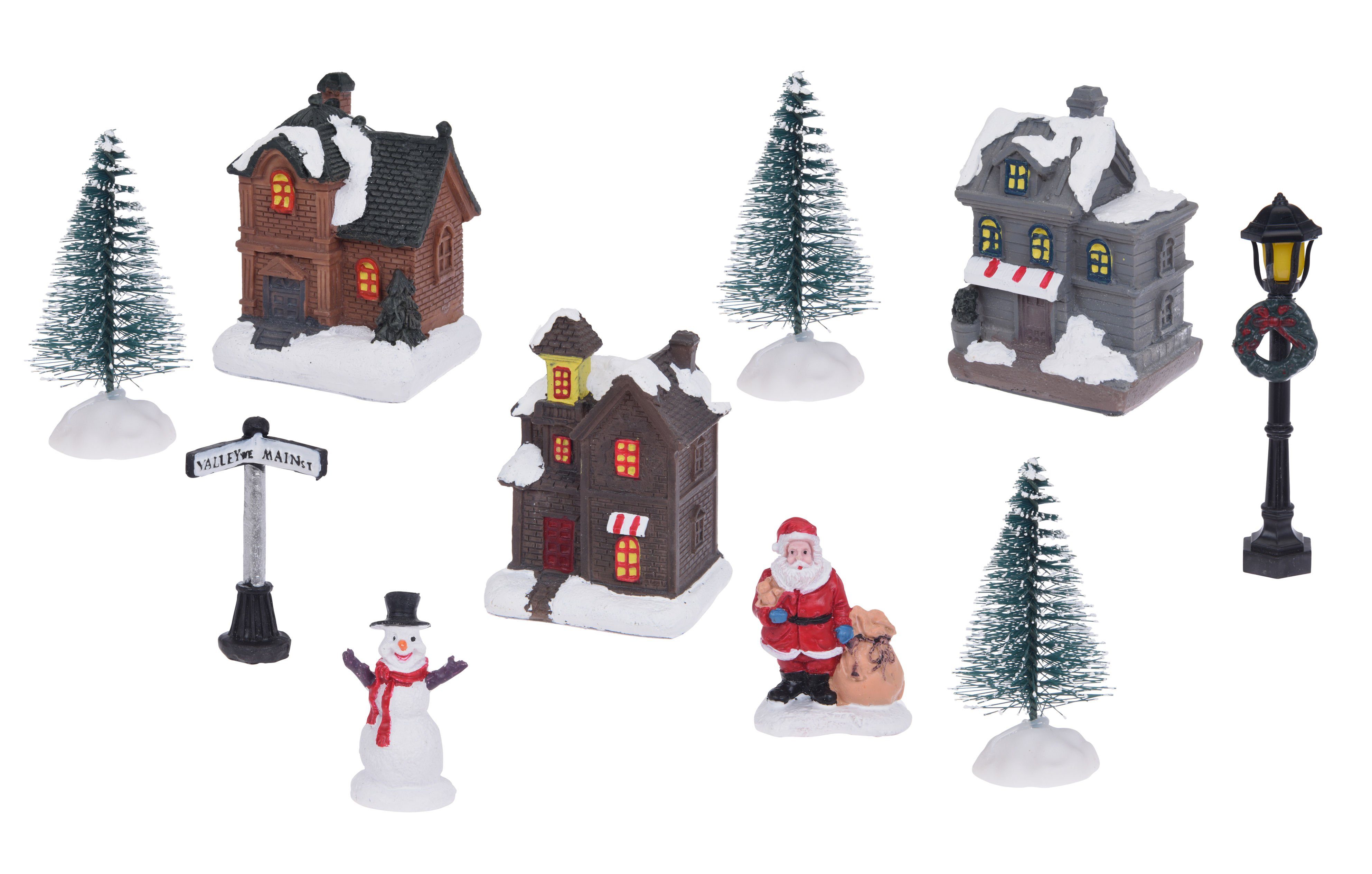 Spetebo Weihnachtsdorf LED Weihnachtsdorf in Geschenkverpackung - 10.-tlg, beleuchtet