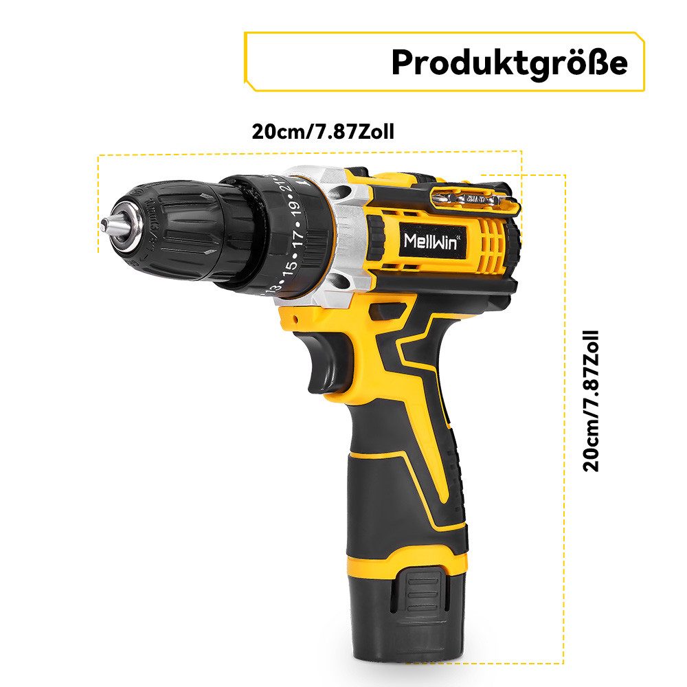 ONEVAN Akku-Schraubendreher Akkuschrauber Akku-Bohrschrauber 3/8" Bohrfutte günstig online kaufen