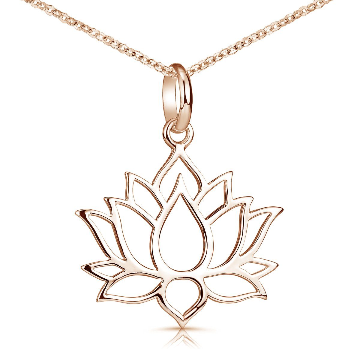 Materia Blumenanhänger Damen Rosegold Lotusblüte / Lotusblume KA-69, Sterlingsilber, rosevergoldet