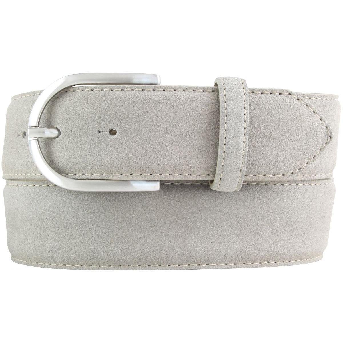 für 40mm Ledergürtel 4 Hellgrau, - Silber Wi aus Veloursleder BELTINGER Velour-Gürtel - Damen cm Damen-Gürtel