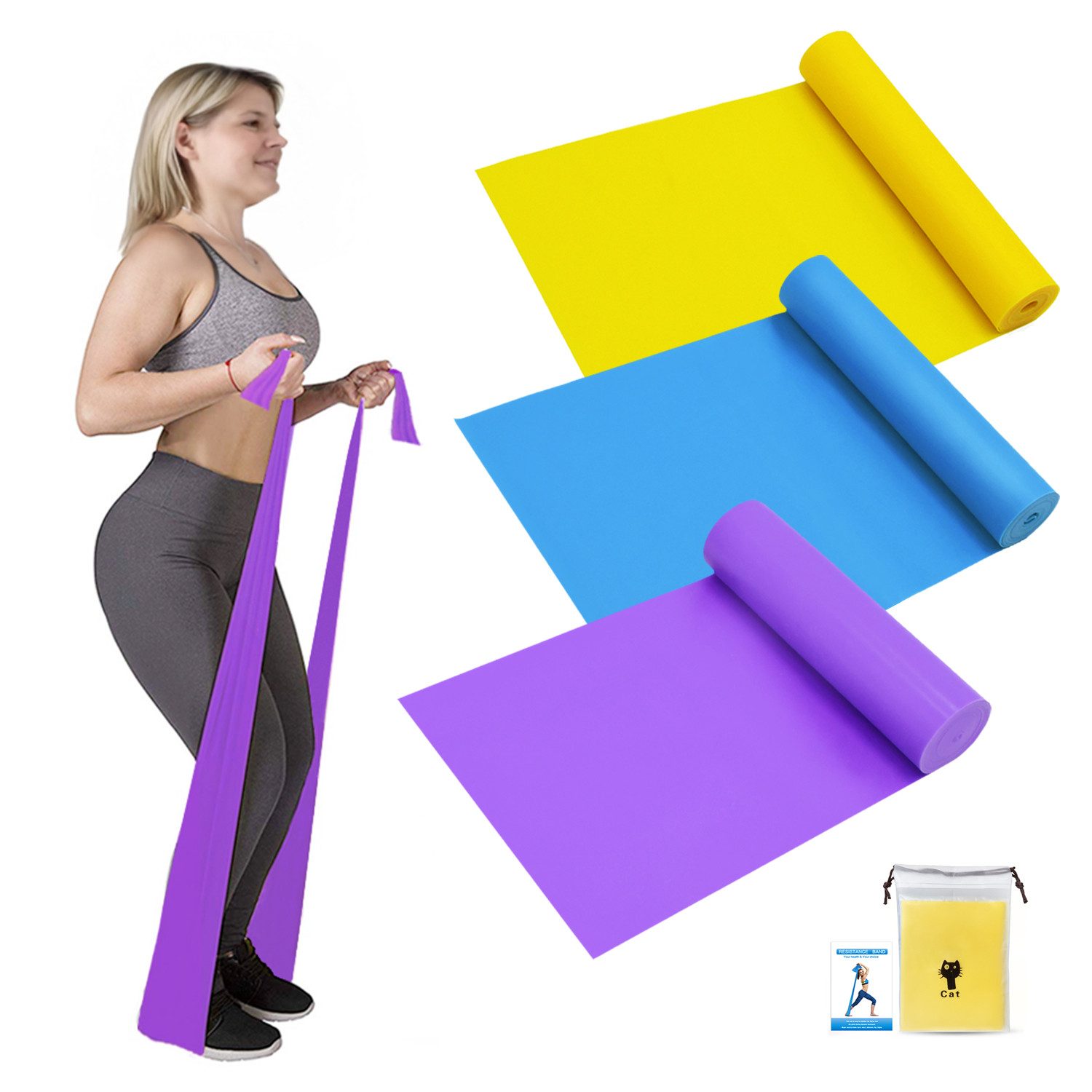 inschimmer Trainingsbänder Widerstandsbänder Fitnessbänder 3er-Set für Muskelaufbau Yoga Pilates