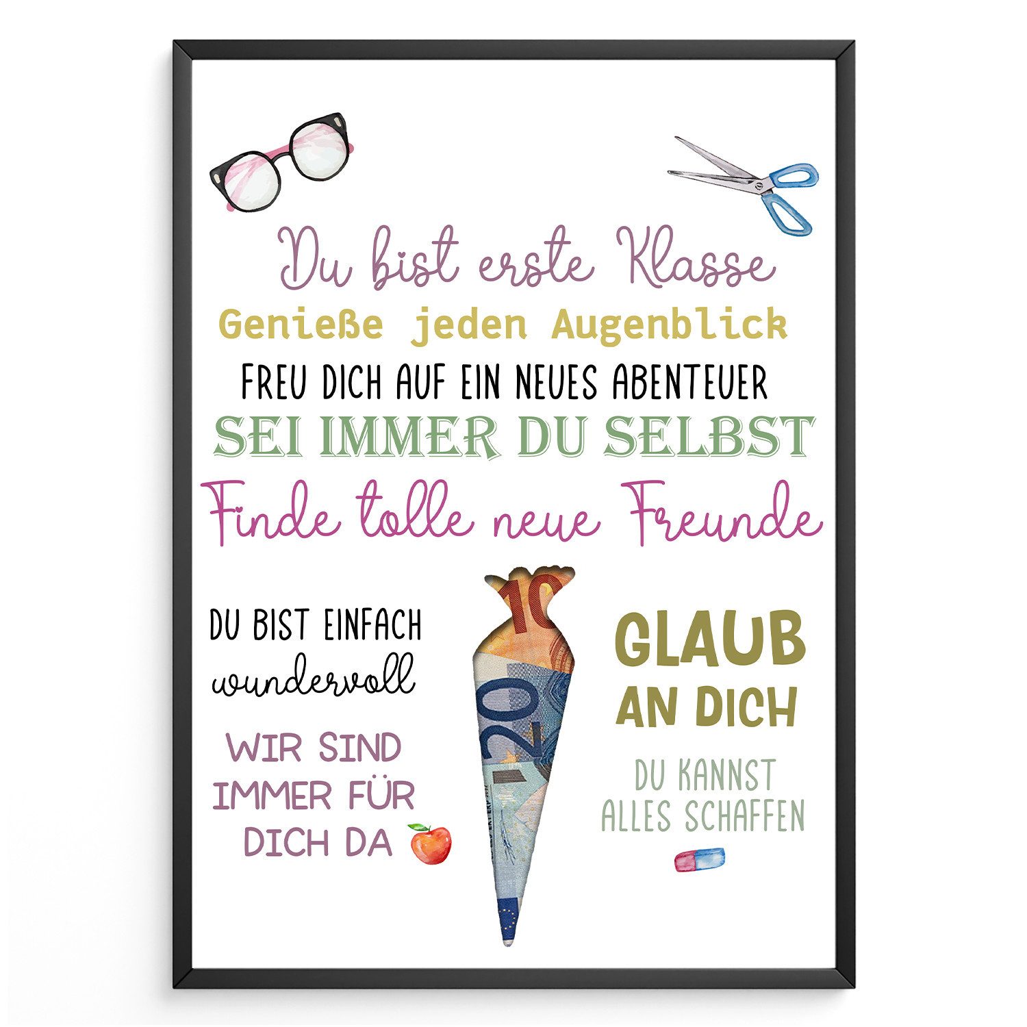 Tigerlino Poster Einschulung Schulanfang Geschenk Mädchen Schultüte Schulanfänger