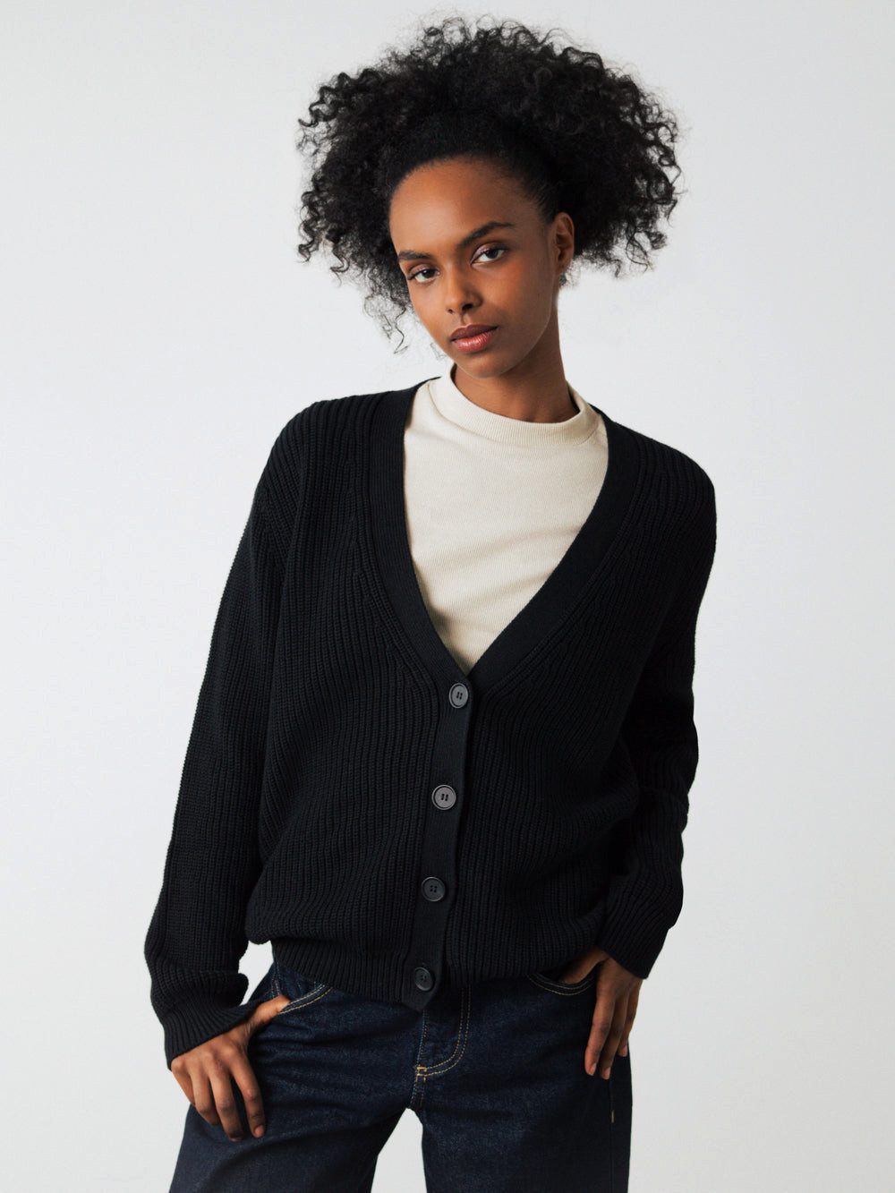 HONEST BASICS Cardigan Grobe Strickjacke aus Bio-Baumwolle