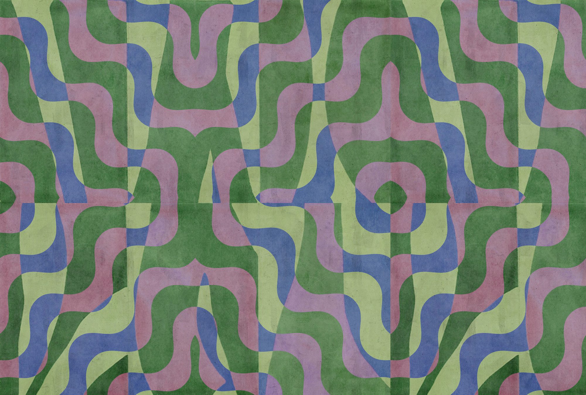 living walls Vliestapete Psychedelische Retro-Tapete Grün Lila Blau 70er, glatt, matt, (1 St)