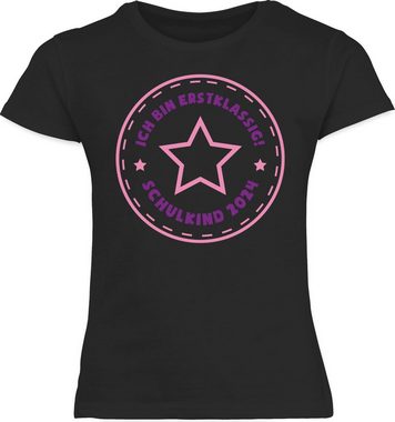 Shirtracer T-Shirt Schulkind 2024 Ich bin erstklassig Stern rosa Einschulung Mädchen