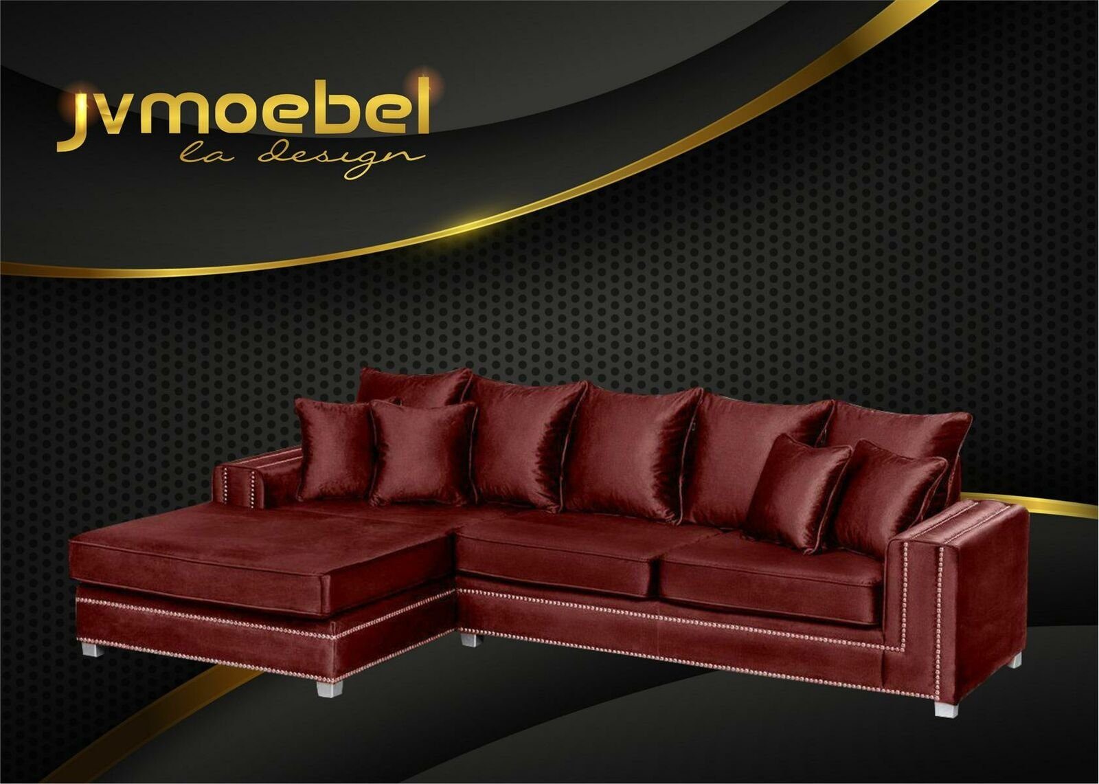 JVmoebel Ecksofa, Ecksofa L-form Rot Luxus Design Polster Textil Couch Wohnlandschaft