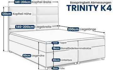 Best for Home Boxspringbett mit Bettkasten Trinity K-4 Bonellfederkern inkl. Topper, mit Lieferung, Aufbau & Entsorgung