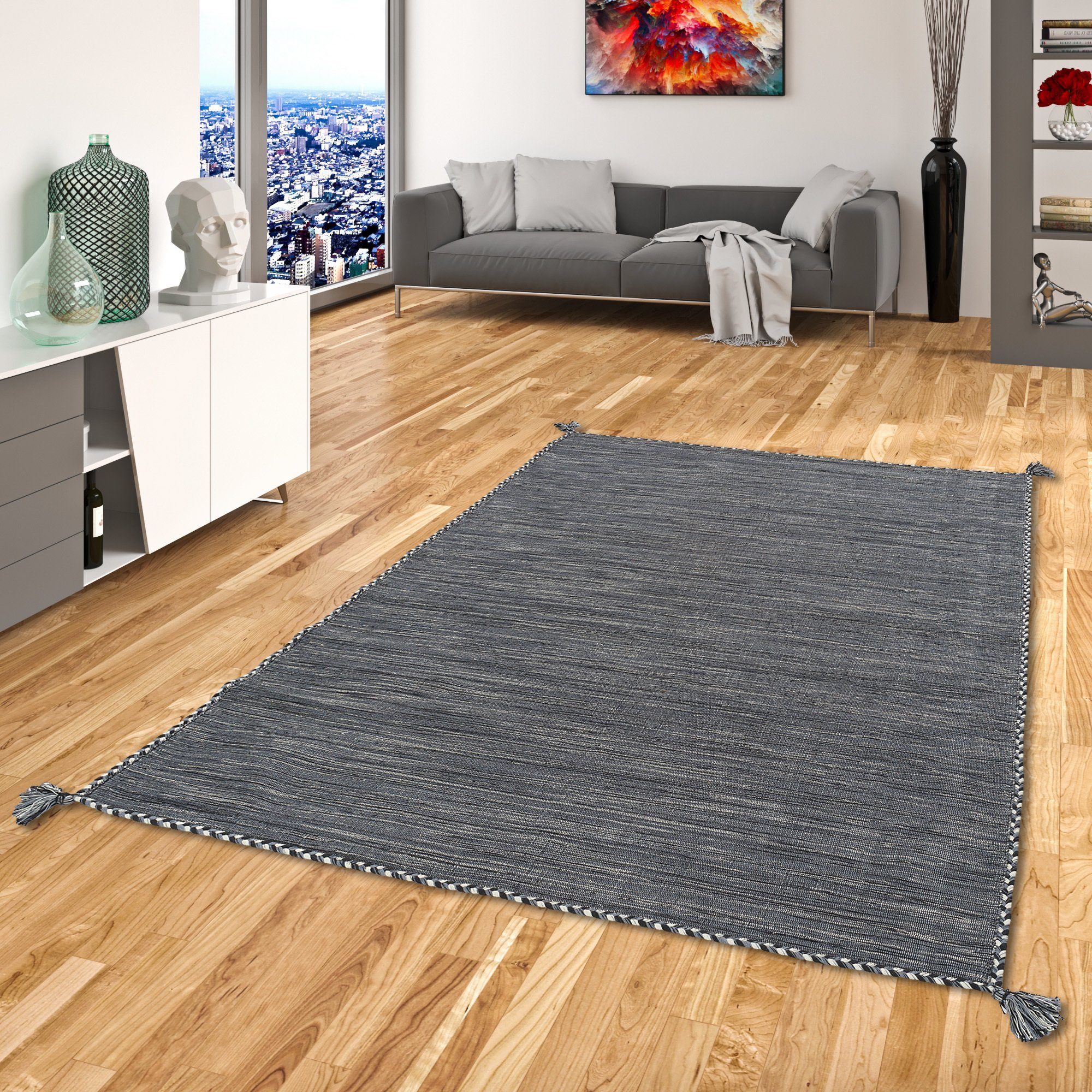 Pergamon Wollteppich Natur Teppich Kelim Prico, Rechteckig, Höhe: 8 mm