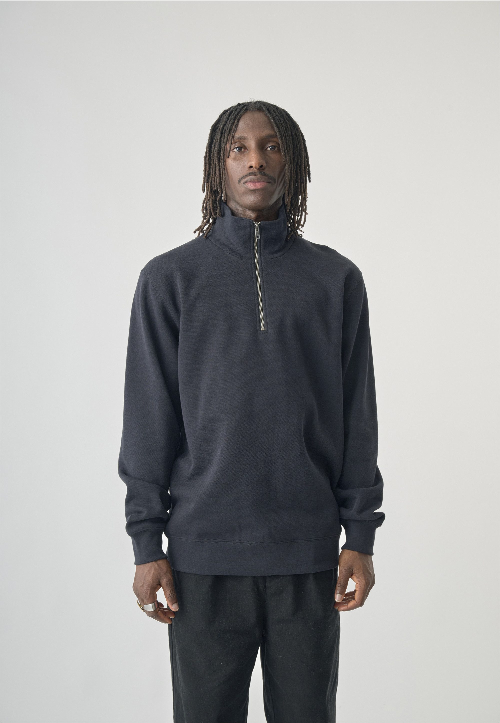 Cleptomanicx Sweatshirt mit Halfzip am Kragen