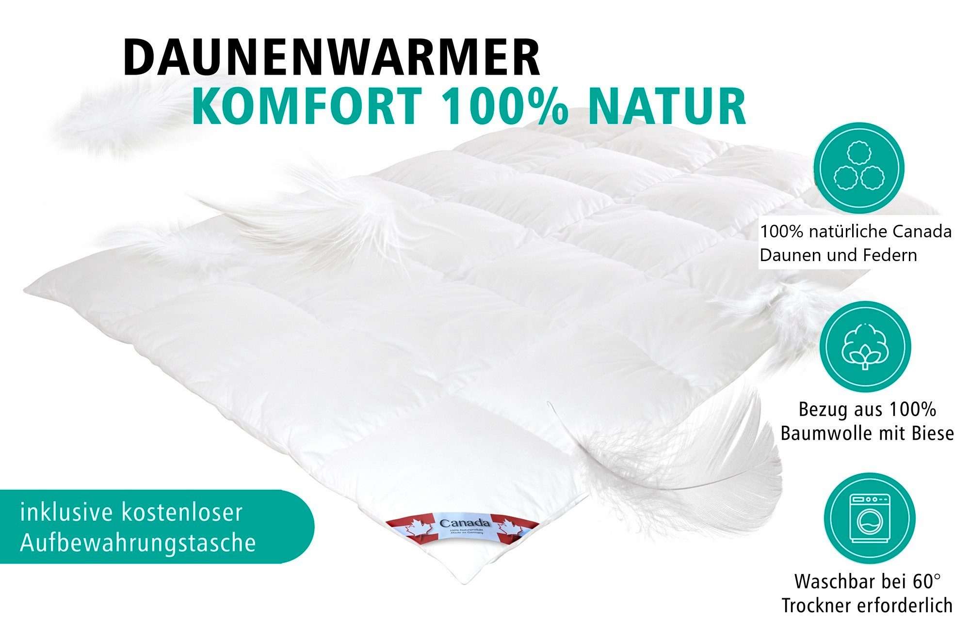 Canada Daunenbettdecke Mega Preis Daunendecke 100% Natur, Soft Feeling Cana günstig online kaufen