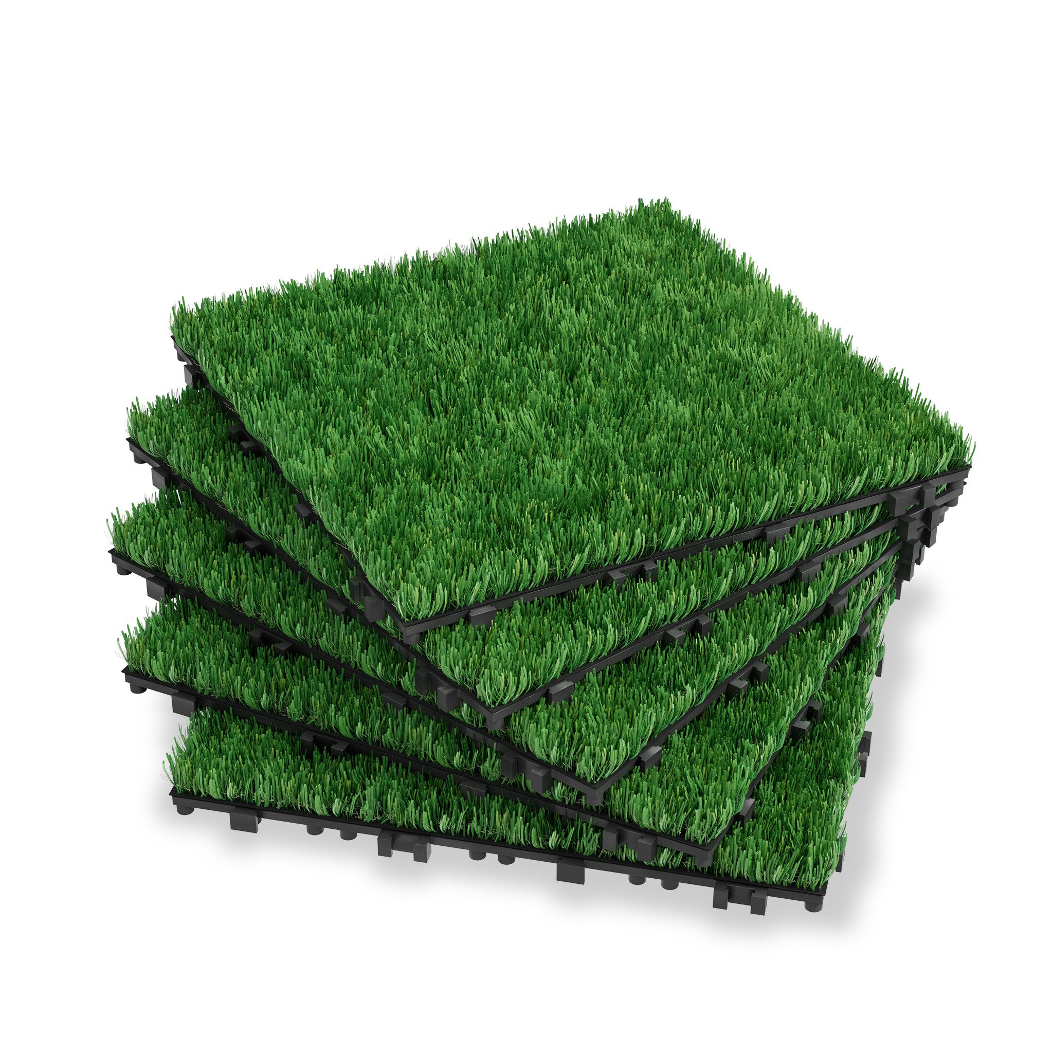 FIVMEN Kunststoff-Fliesen Kunstrase Kunststoff 30 x 30 cm, Rasenteppich Rasenfliese Grasmatte, 22 St., für Balkon Terrasse