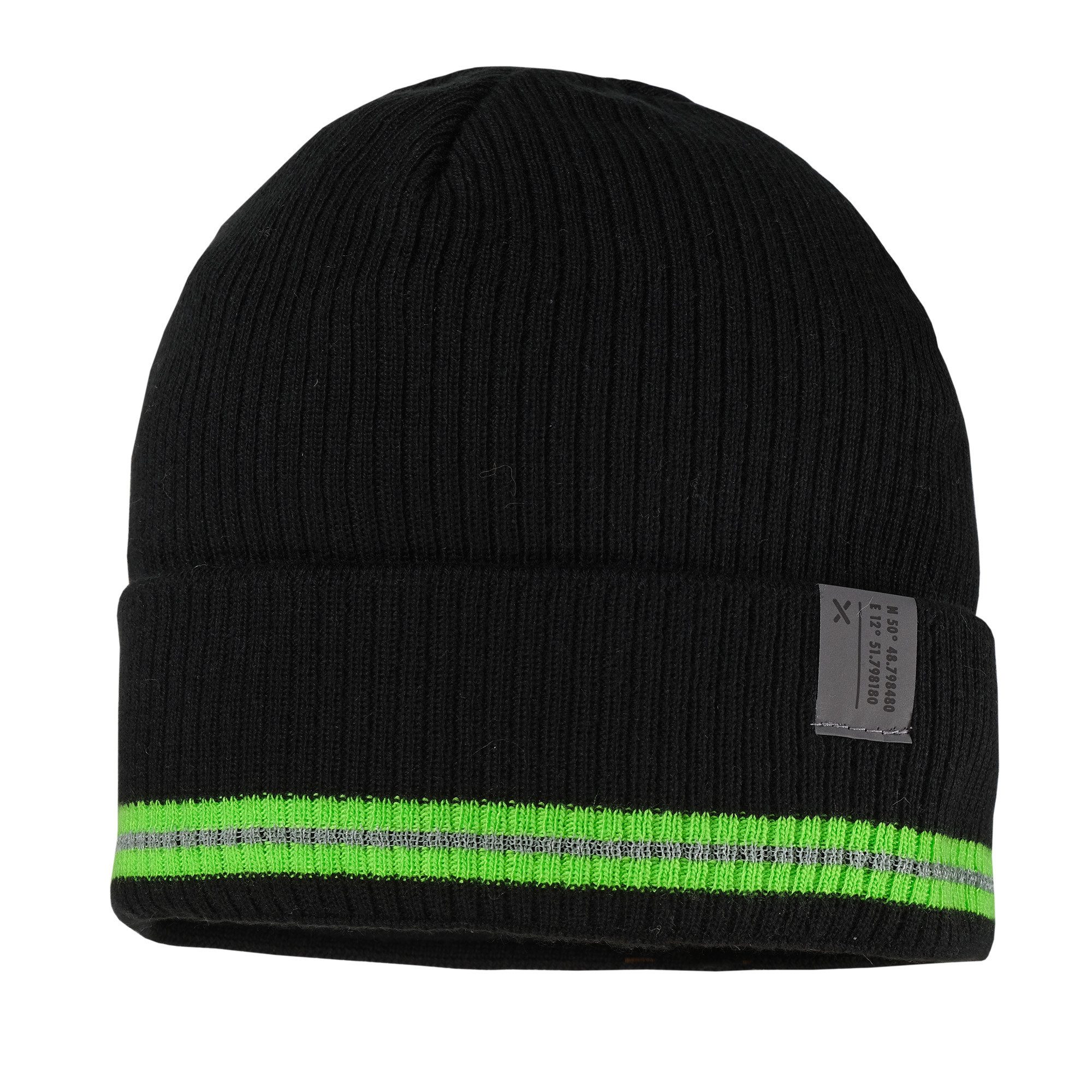 Strickmütze KIDS-Mütze, Umschlagrand Reflex, Jerseyfutter