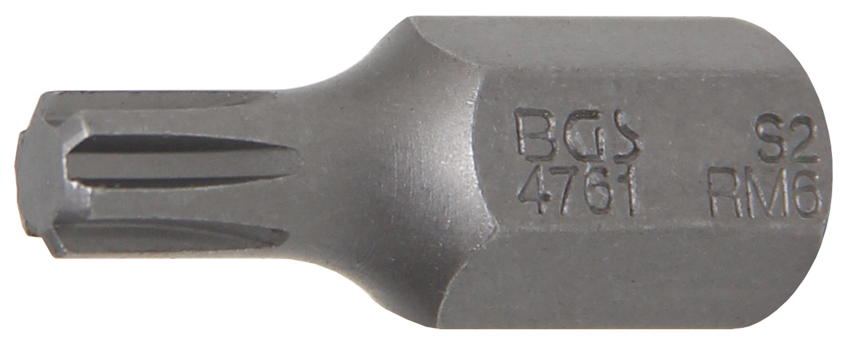 BGS technic Bit-Schraubendreher Bit, Antrieb Außensechskant 10 mm (3/8), Keil-Profil (für RIBE) M6
