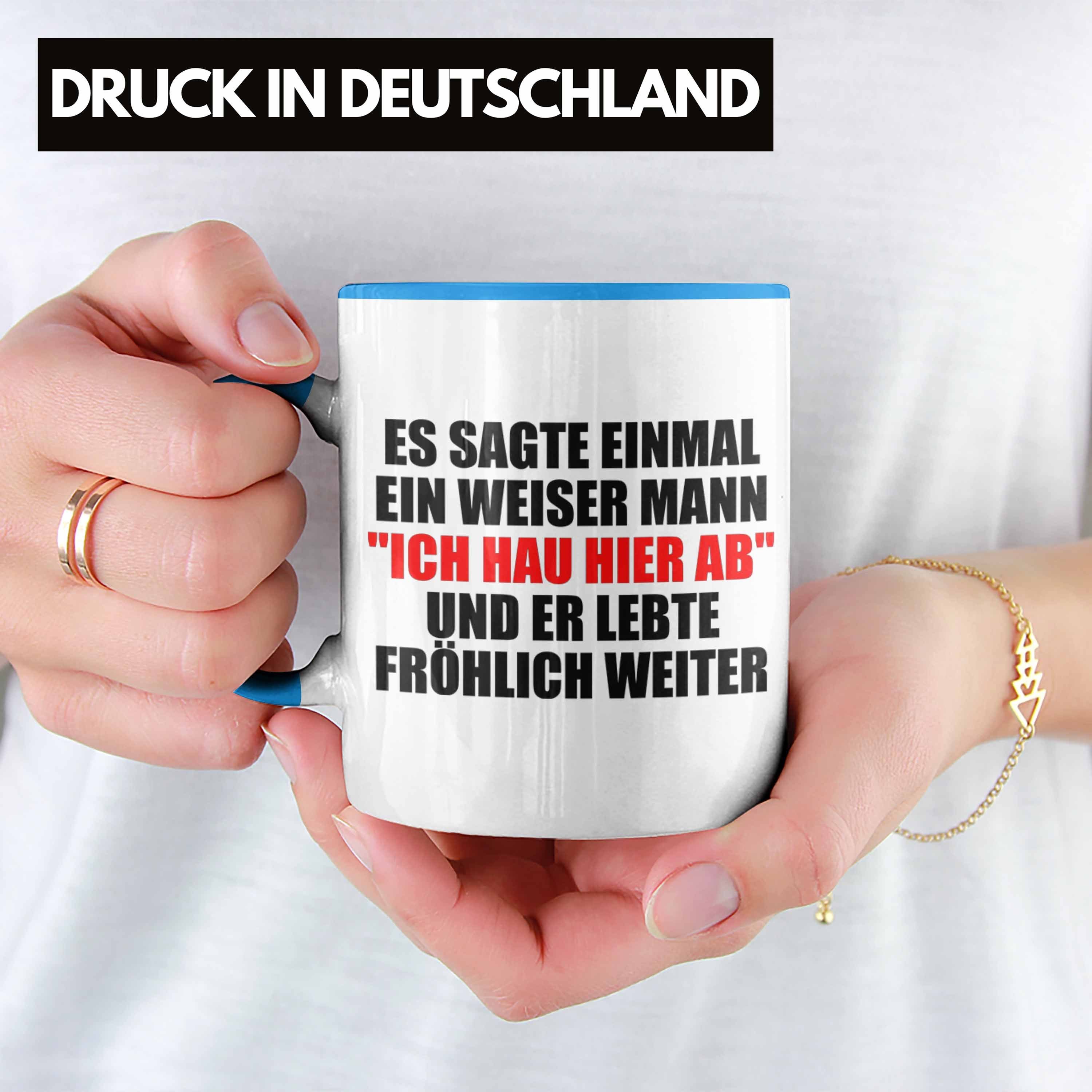 - Lustig Hier Trendation Tasse Ab - Jobwechsel Sprüche Ich Hau Abschiedsgeschenk Kollege Geschenk Blau Trendation Tasse