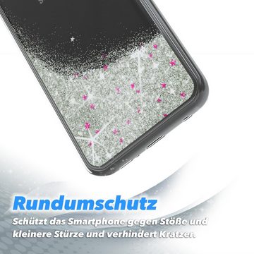 EAZY CASE Handyhülle Liquid Glittery Case für Samsung Galaxy S9 5,8 Zoll, Kratzfeste Silikonhülle stoßfestes Back Cover Phone Case Etui Silber