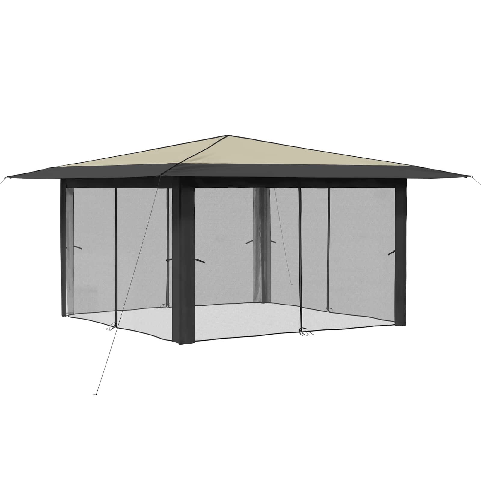 vidaXL Partyzelt Pavillon mit 4 Seitenwänden 4 x 4 m Creme und Anthrazit
