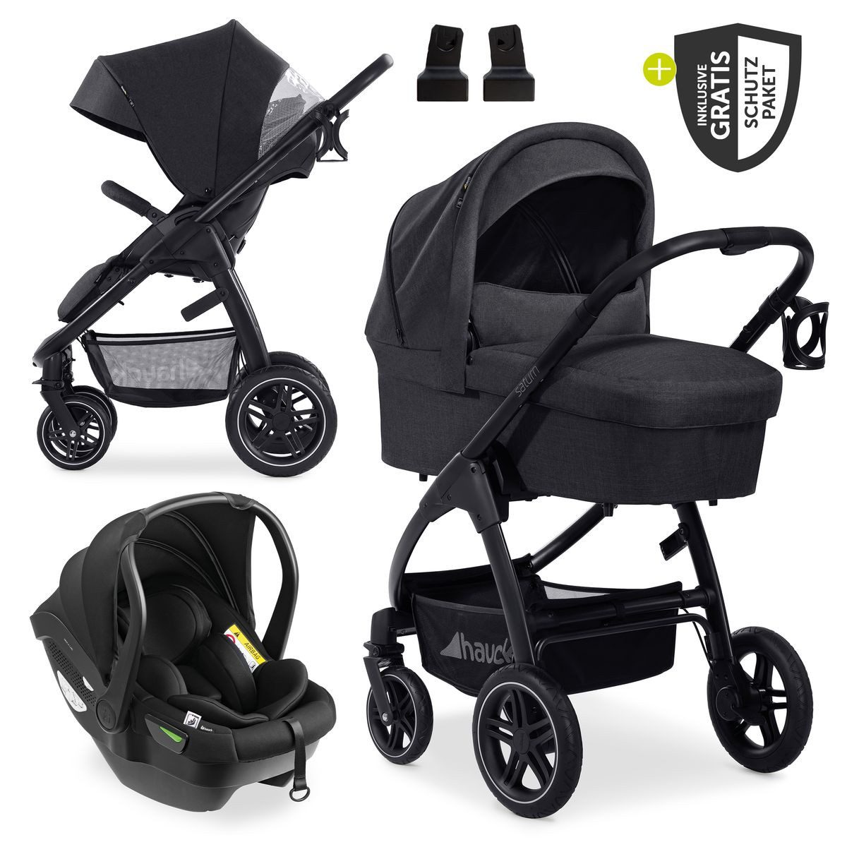 Kombi-Kinderwagen Saturn R Trio Set - Melange Black