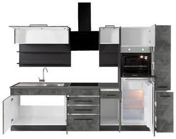 HELD MÖBEL Küchenzeile Tulsa, ohne E-Geräte, Breite 300 cm, schwarze Metallgriffe, MDF Fronten