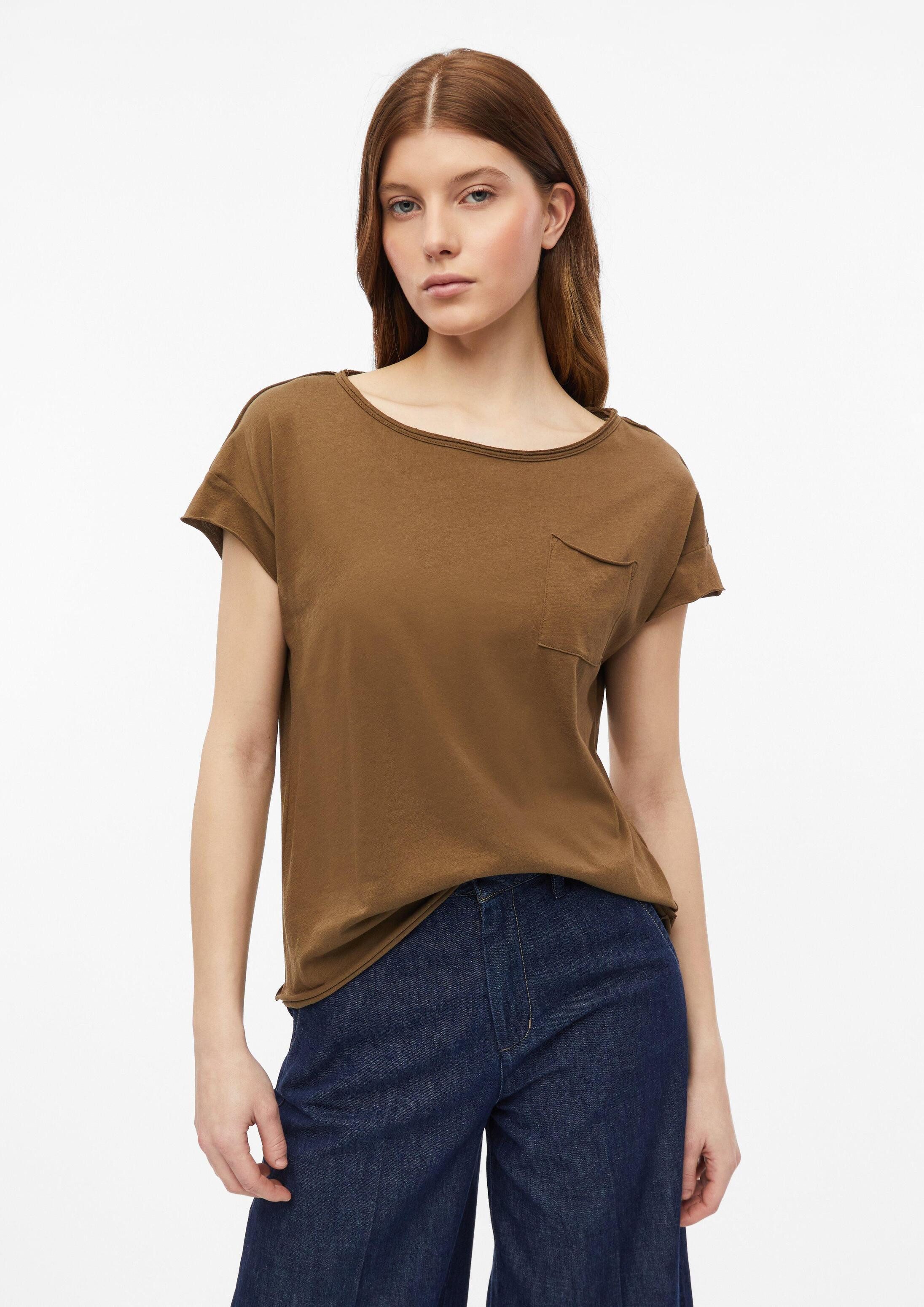 s.Oliver Kurzarmshirt T-Shirt Jersey-Shirt mit offenen Kanten und Brusttasche