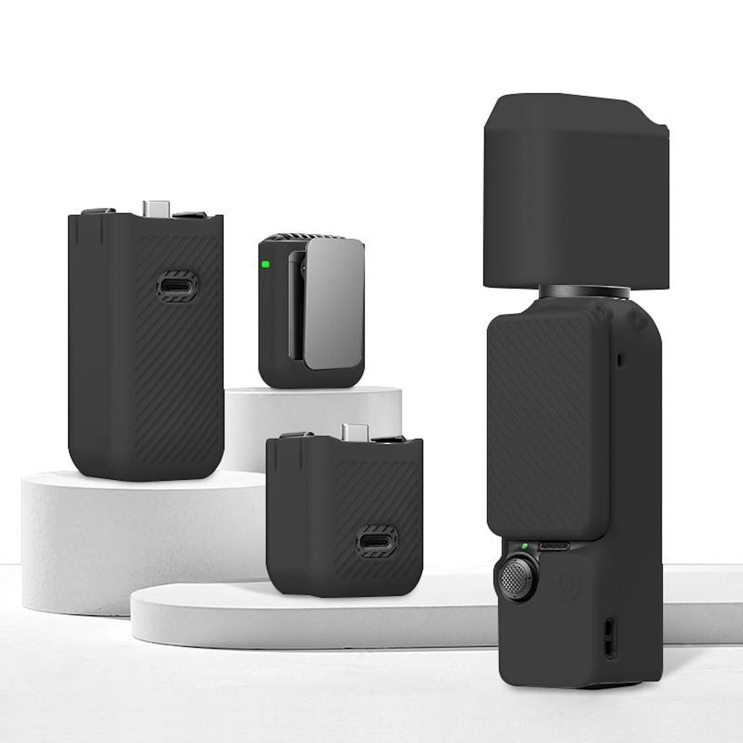 Wigento Für DJI OSMO Pocket 3 6-in-1 Silikon TPU Schutzset Cover Schwarz Zubehör Drohne