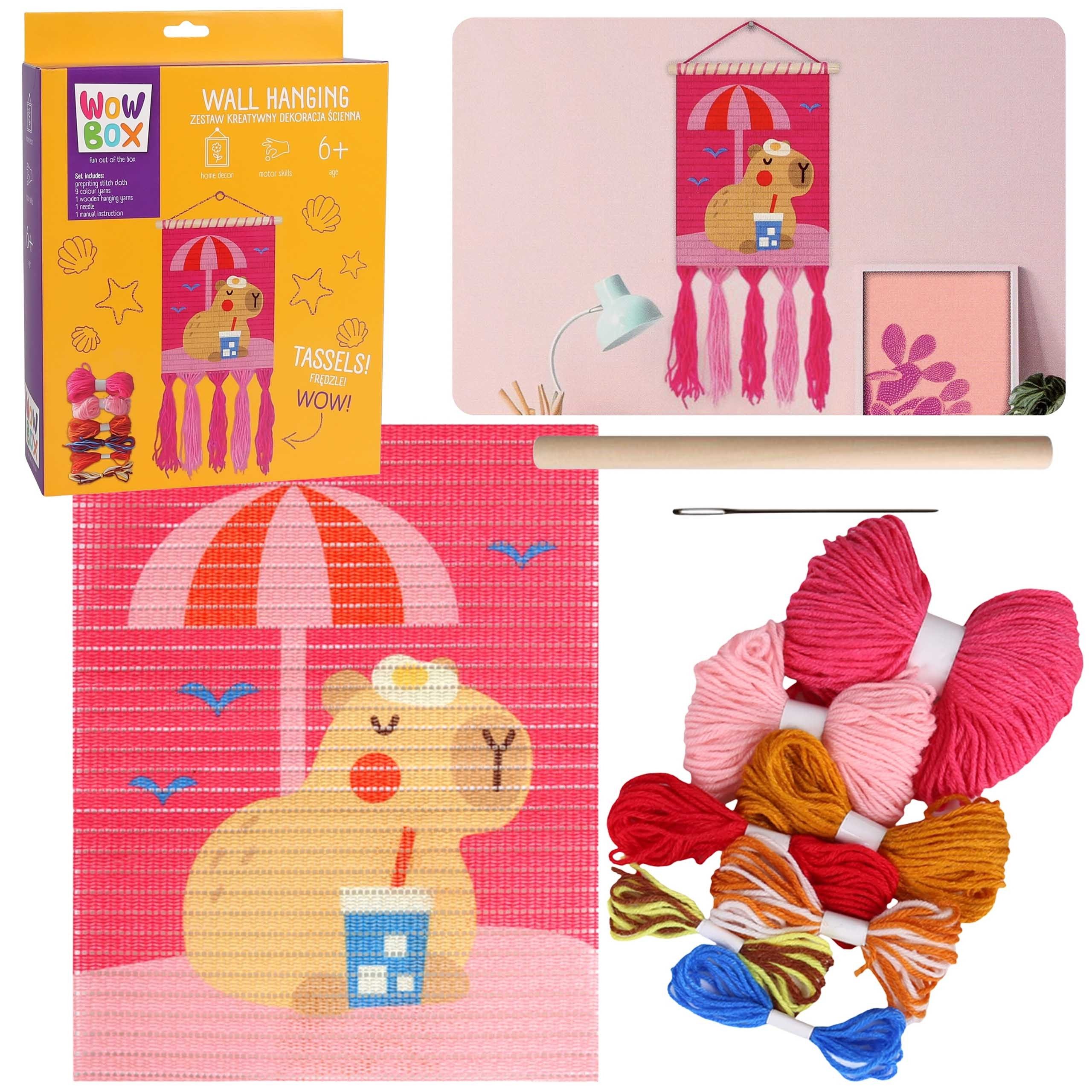 WOW Stickerbuch WOW BOX – Makramee KAPIBARA am Strand, Kreativset zum Sticken, DIY 6+