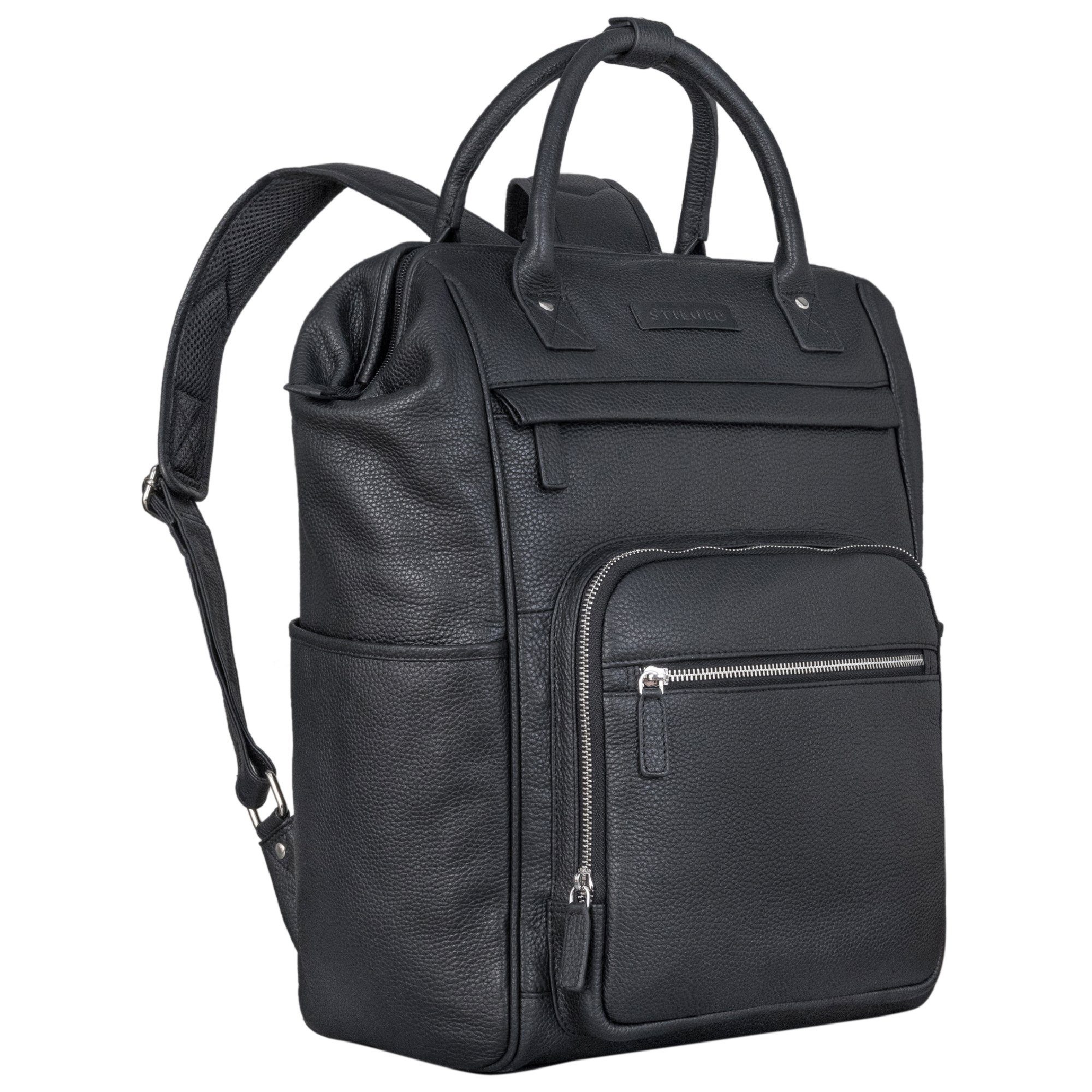 STILORD Notebook-Rucksack "Wendelin" Premium Leder Rucksack mit Laptop-Fach schwarz | Businesstaschen