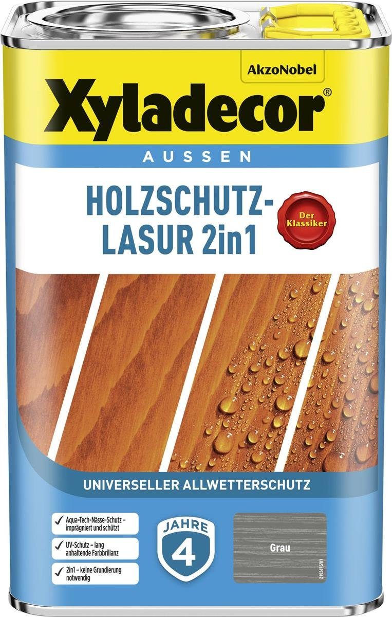 Xyladecor  Holzschutzlasur Holzschutzlasur Grau 4 l Außen Imprägnierung Holzschutzmittel