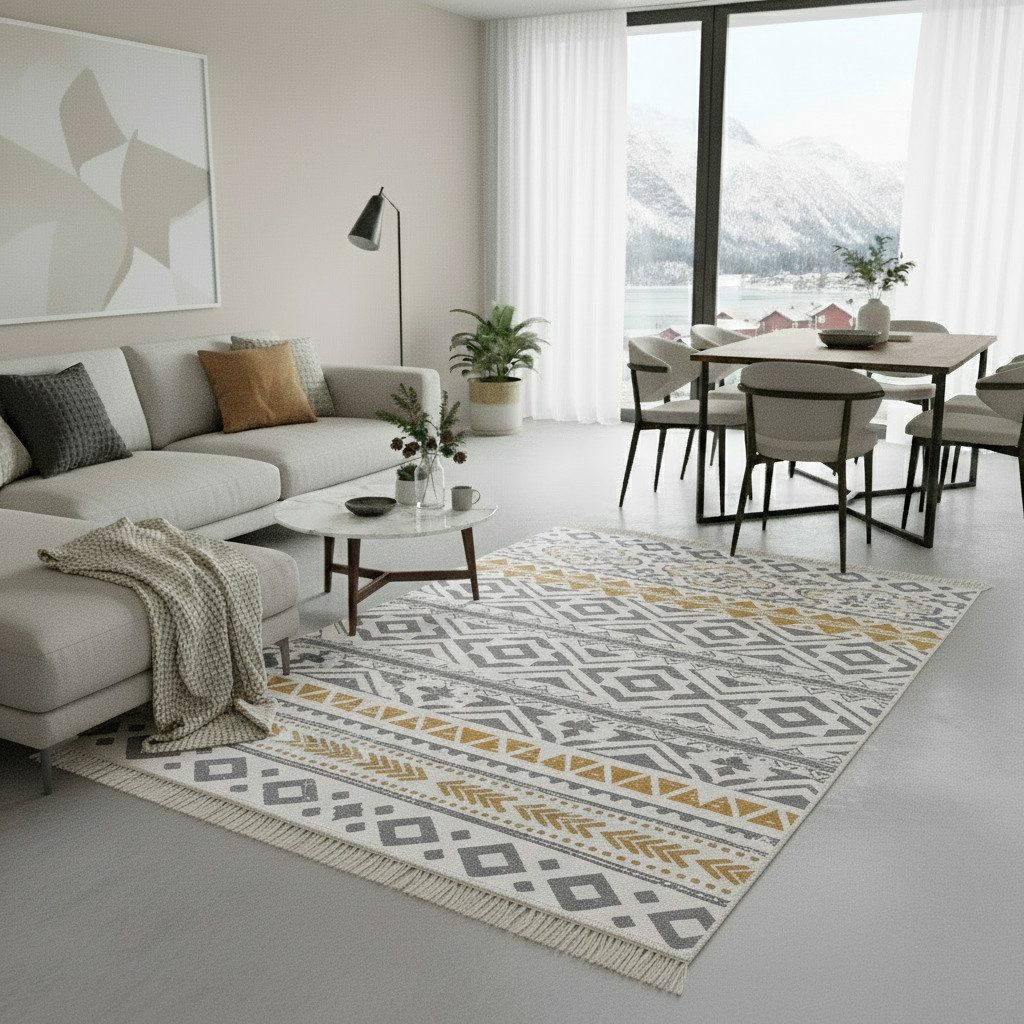 Jimri Teppich Kelim Teppich Wohnzimmer Schlafzimmer Küche, Badezimmer Läufer Flur, Rechteckig, Wendeteppich