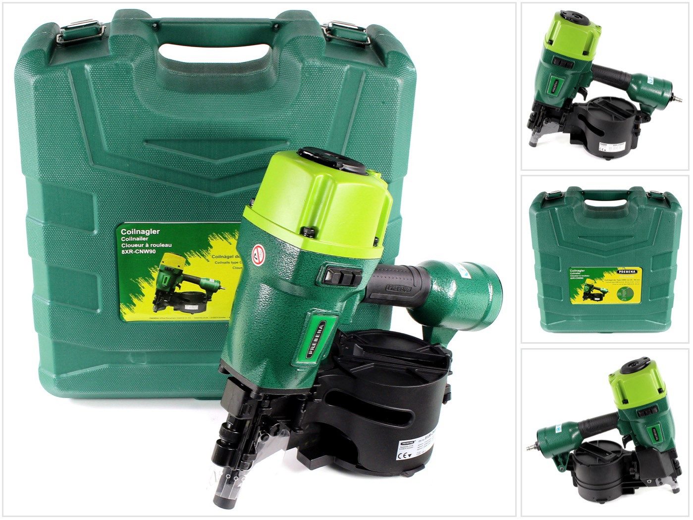 Prebena Druckluft-Nagler 8XR-CNW90 Coilnagler Druckluftnagler im Transportkoffer