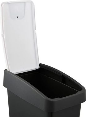 KiNDERWELT Mülleimer Premium Abfallbehälter mit Flip-Deckel, 25 l, schwarz-grau