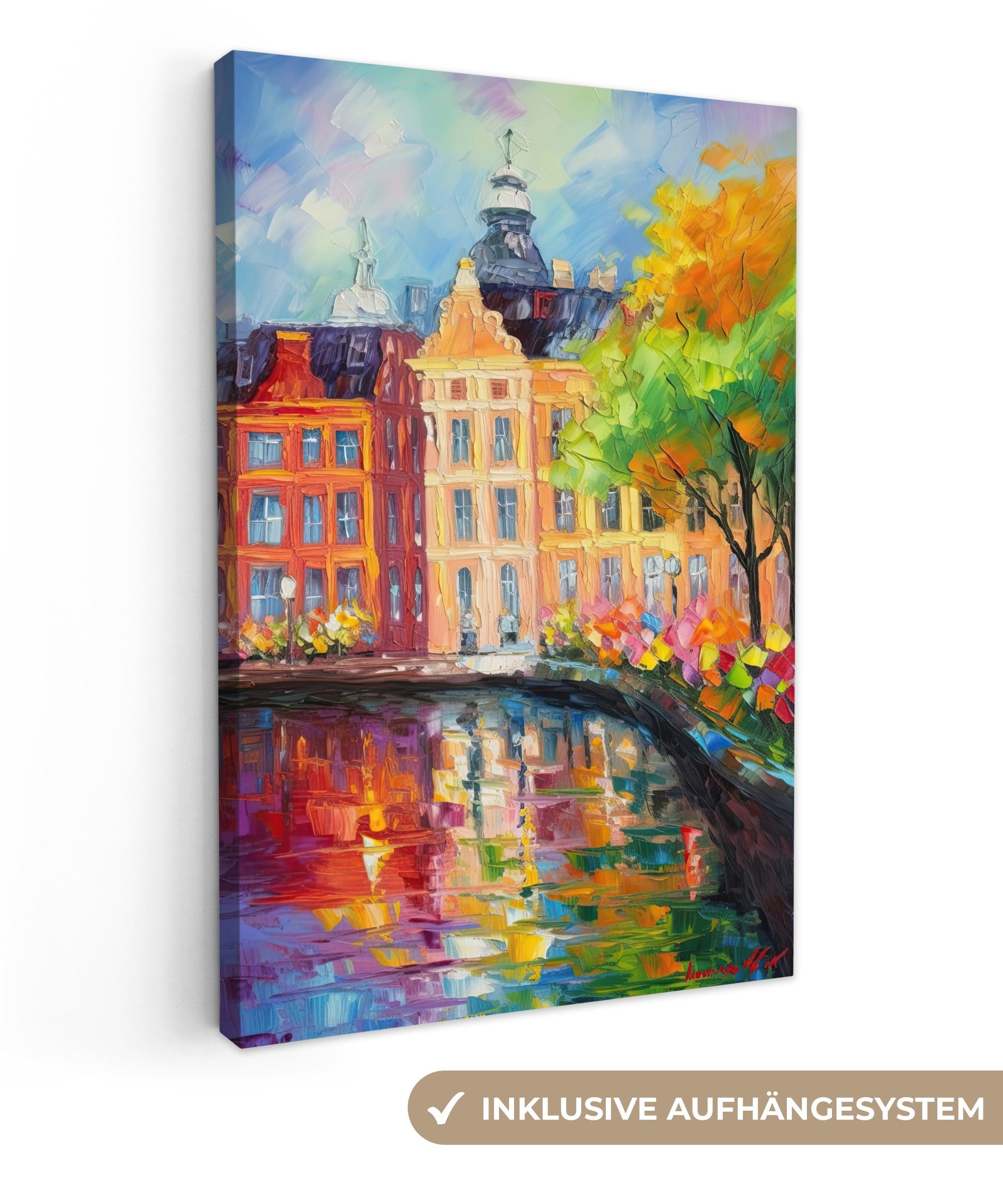 OneMillionCanvasses® Leinwandbild Ölfarbenoptik - Amsterdam - Kunst - Farbe günstig online kaufen
