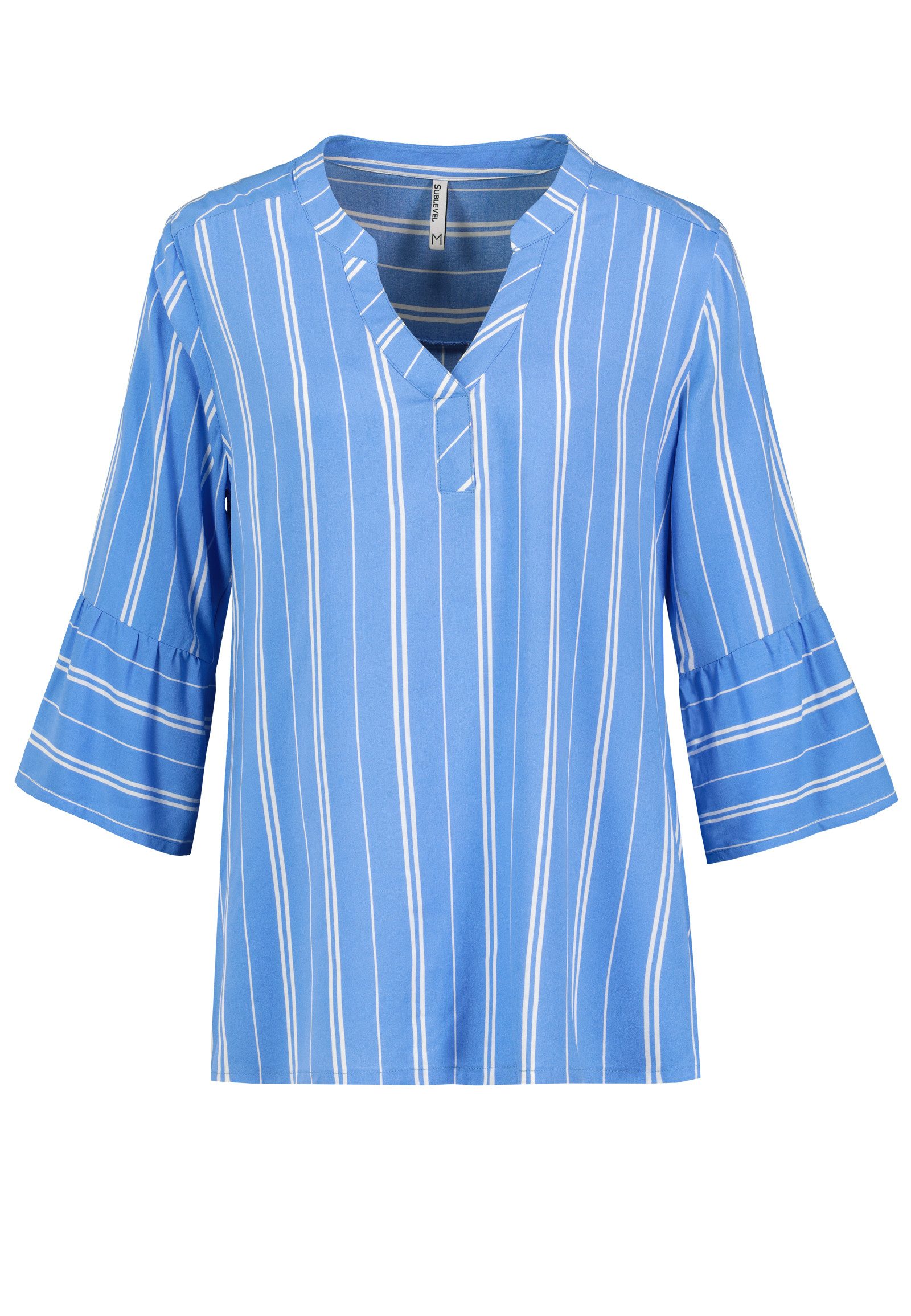 SUBLEVEL Blusenshirt Ethnomuster, Drei-Viertel-Ärmel, V-Ausschnitt Boho-Eth günstig online kaufen