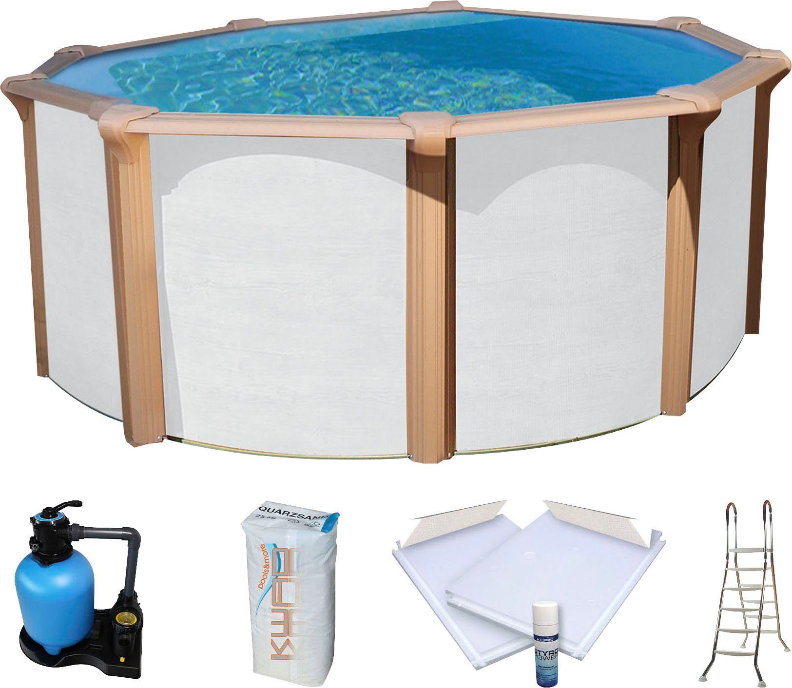 KWAD Rundpool »Supreme« all in Premium Folie (Set, 7-tlg), ØxH: 360x132cm, inkl. Bodenisolationsset