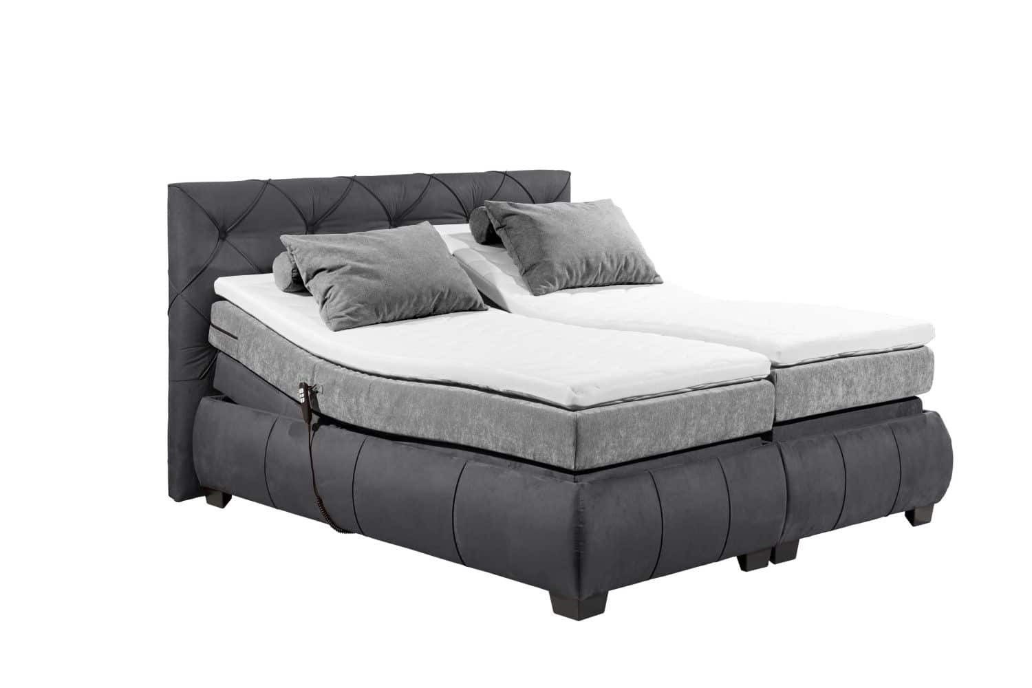 ED EXCITING DESIGN Boxspringbett Mansura 180 x 200 - Motorfunktion (Bett inkl. Matratze & Topper), Premium-Boxspringbett, Samtoptik, elektrisch verstellbar