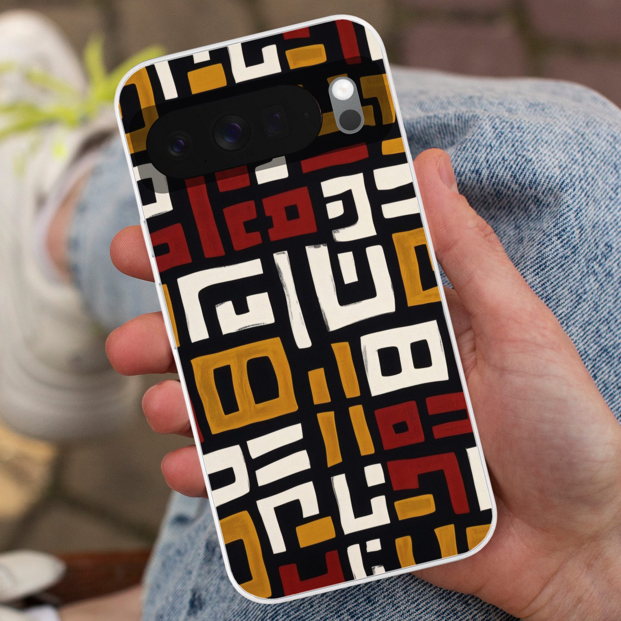 MuchoWow Handyhülle für Google Pixel 10 Abstrakt - Muster - Rot, Phone Case, Silikon, Schutzhülle Dünn