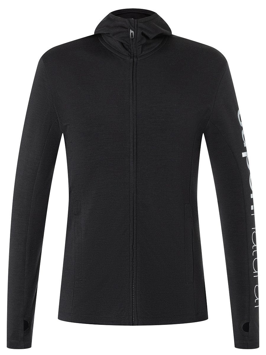 JKT ALPINE SUPER.NATURAL wärmender Merino-Materialmix Outdoorjacke Jet M Merino Jacke HOODED Black