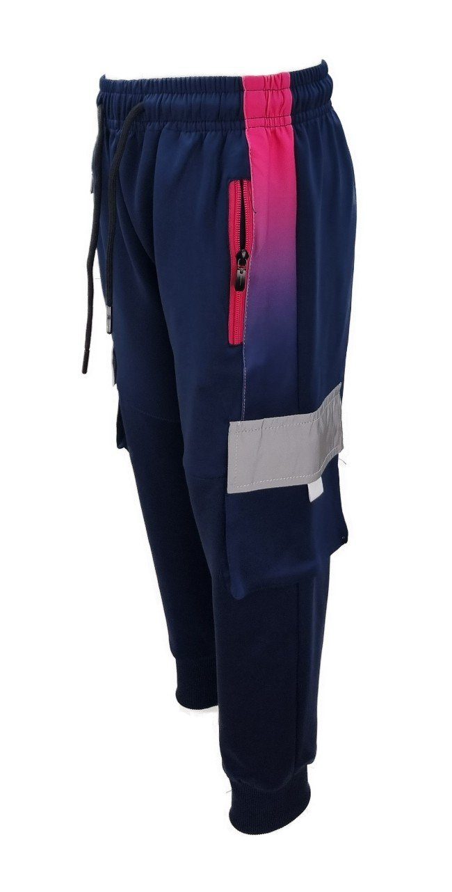 Jogginghose, Jungen/Mädchen und Cargotaschen Hessis Jacke Freizeitanzug Freizeitanzug Jogginghose), Rosa/Blau Reflektor Jacke Trainingsanzug mit aus Bestehend mit (Set, JF30