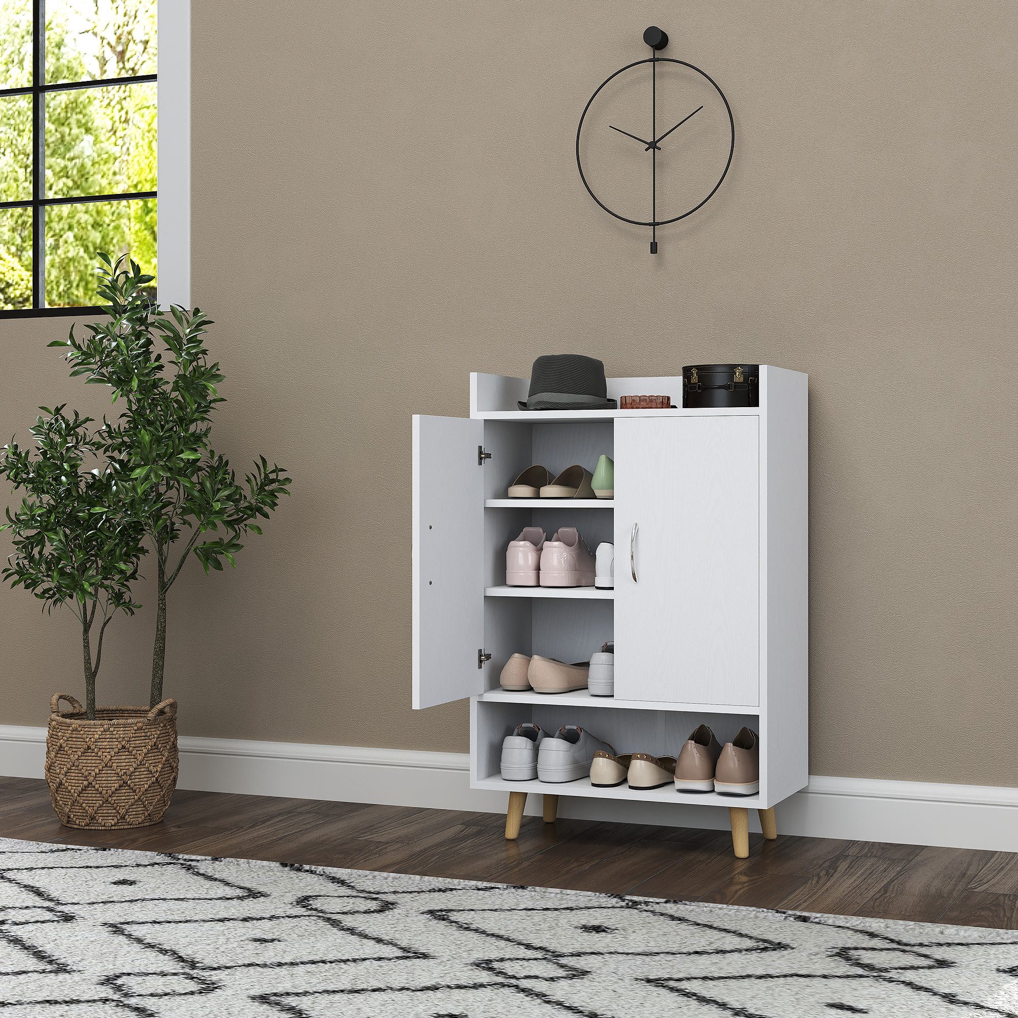 HOMCOM Schuhschrank Schuhregal mit Türen und günstig online kaufen