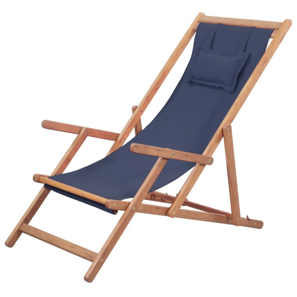 Gartenstuhl Strandstuhl Klappbar Stoff und Massivholz Blau