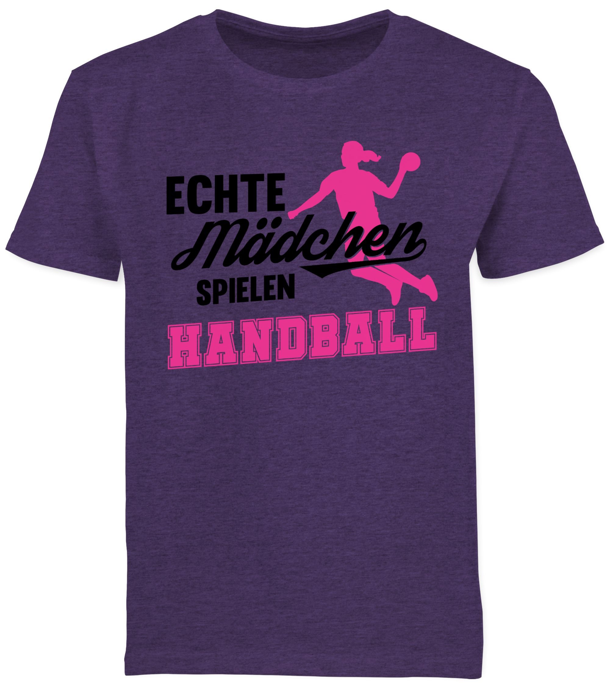 Shirtracer T-Shirt Echte Mädchen spielen Handball - Sprungwurf (1-tlg) Kinder Sport Kleidung
