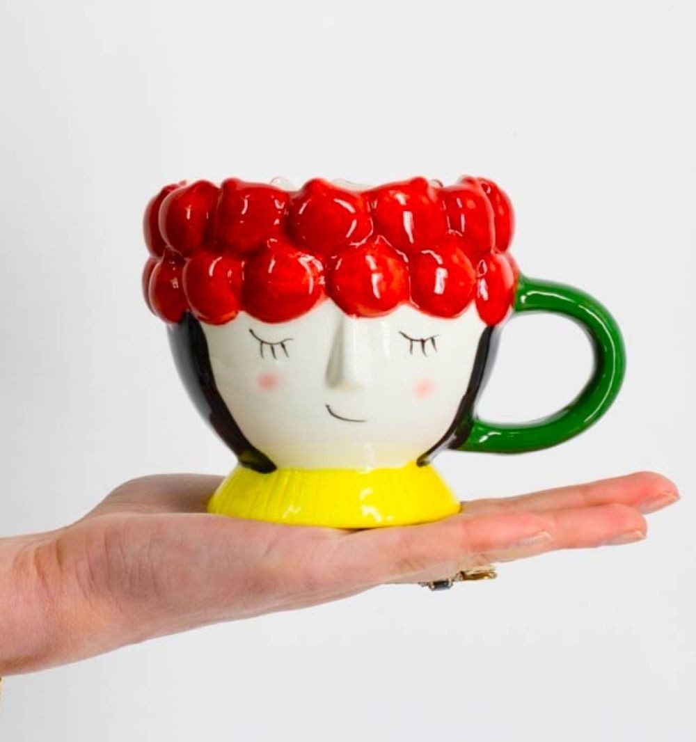 HomeBound by KY Übertopf Übertopf Deko Tasse 2er Set Frauengesicht Bunt Modern 13,5 cm (2 St), Extra Klein