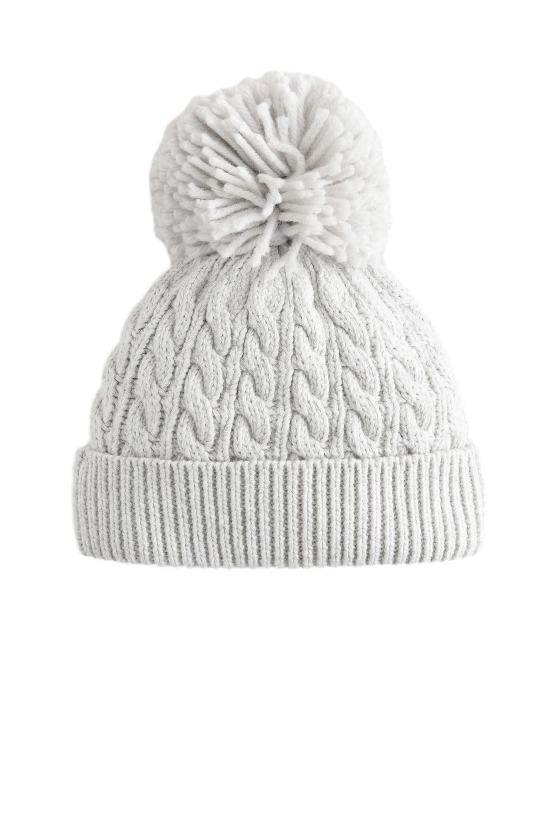 Next Strickmütze Baby Strickmütze mit Bommel und Zopfmuster (1-St)
