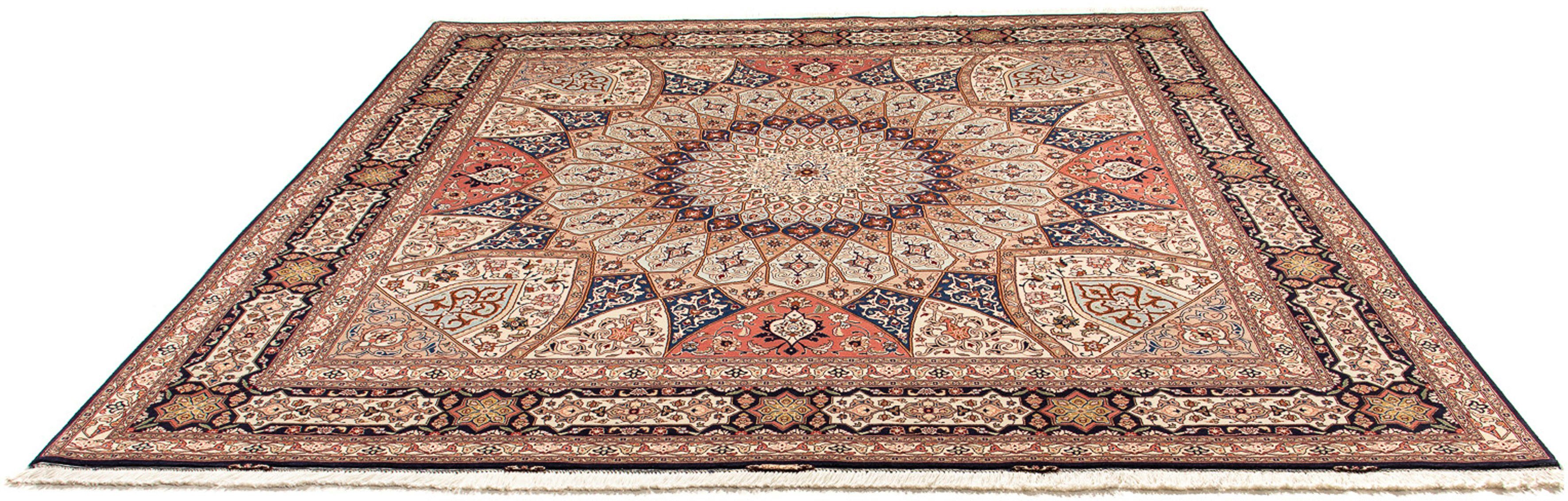 Orientteppich Perser - Täbriz - - Handgeknüpft, mit Wohnzimmer, quadratisch quadratisch, Royal Einzelstück x - Höhe: 7 morgenland, 253 Zertifikat cm hellbraun, mm, 250