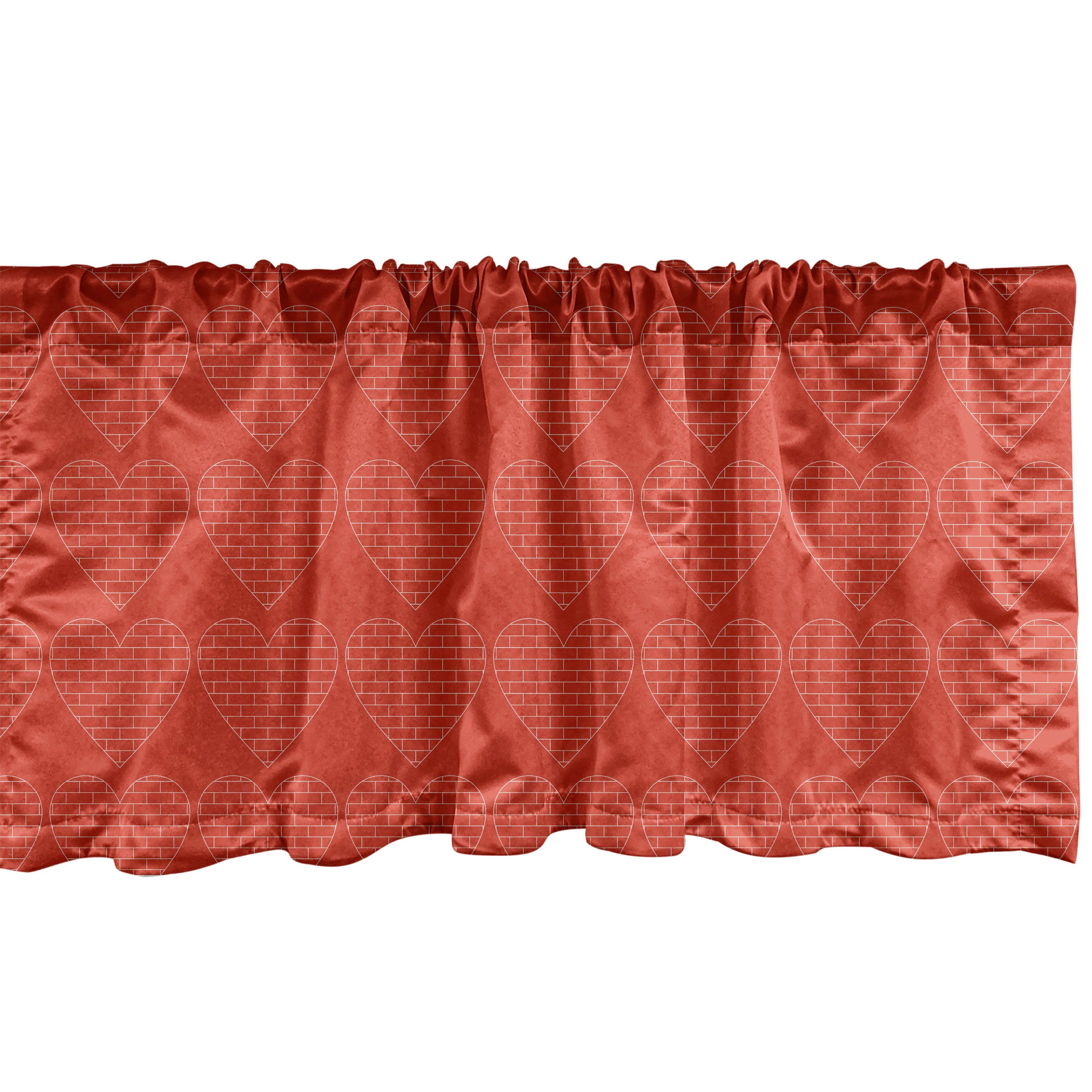 Scheibengardine Vorhang Volant für Küche Schlafzimmer Dekor mit Stangentasche, Abakuhaus, Microfaser, Backstein Leuchtende Herz-geformte Blöcke