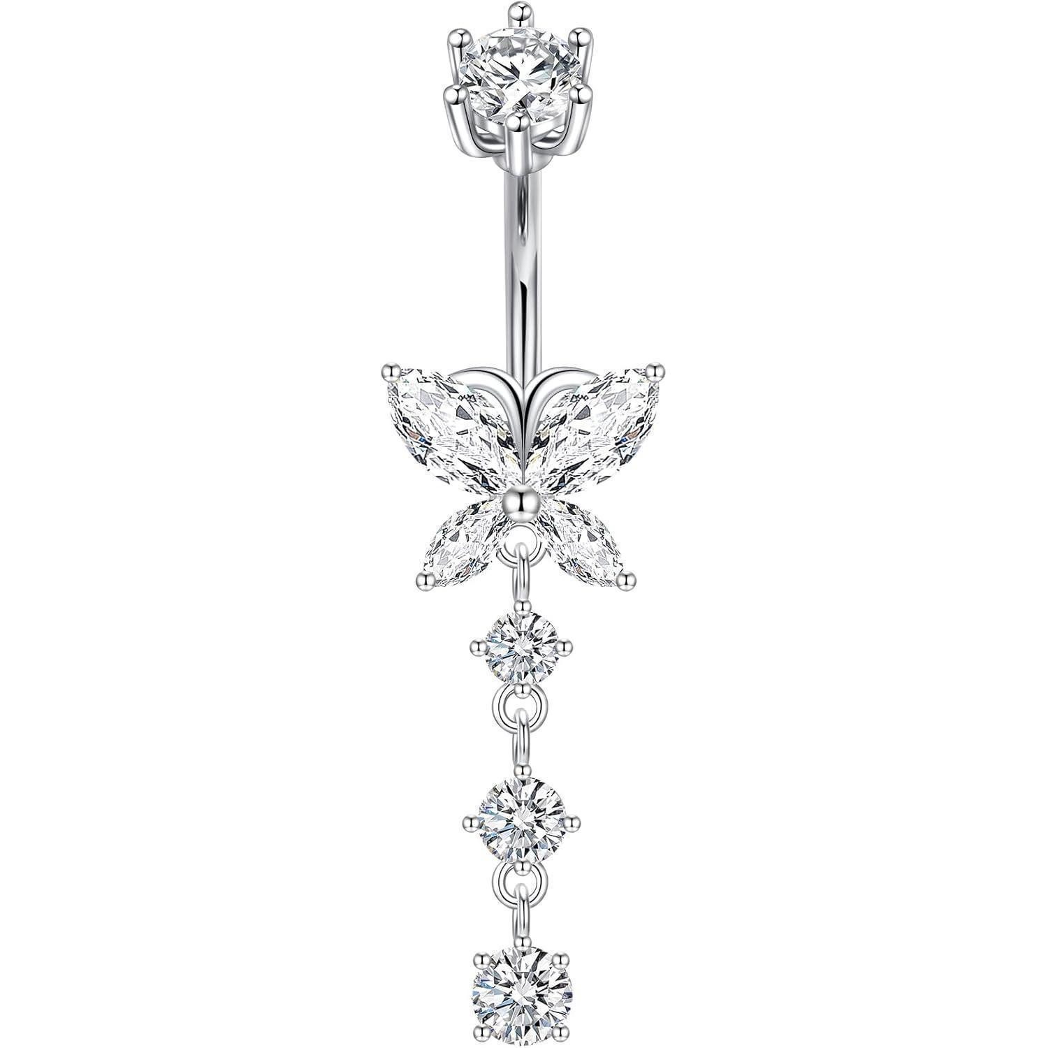 CIZME Bauchnabelpiercing 925 Silber Nabelpiercing 14G Schmetterlings Herzan günstig online kaufen