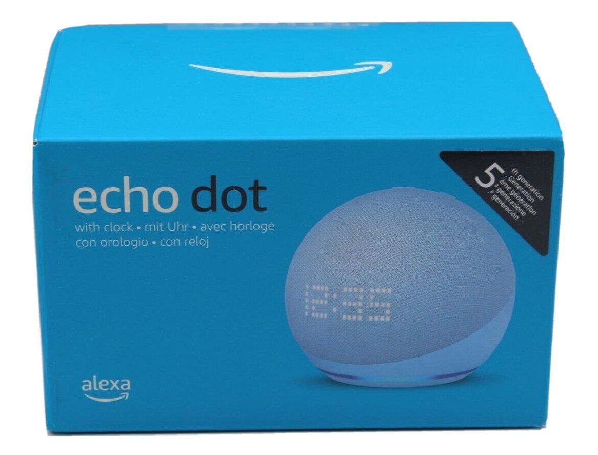 Uhr Smart Dot Amazon 1.0 5. Temperatursensor, Echo (WiFi), Speaker Mikrofon-aus-Taste) Integrierter mit Generation (WLAN Blaugrau