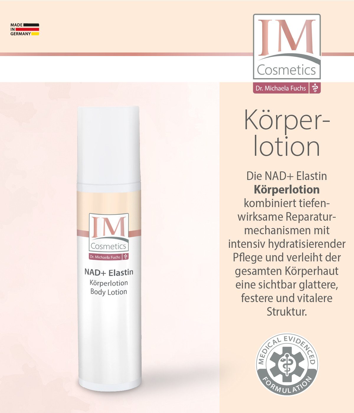 Genius Körperlotion IM Cosmetics NAD+ Elastin Körperlotion 250 ml 1 tlg. Set, Reduziert das biologische Hautalter