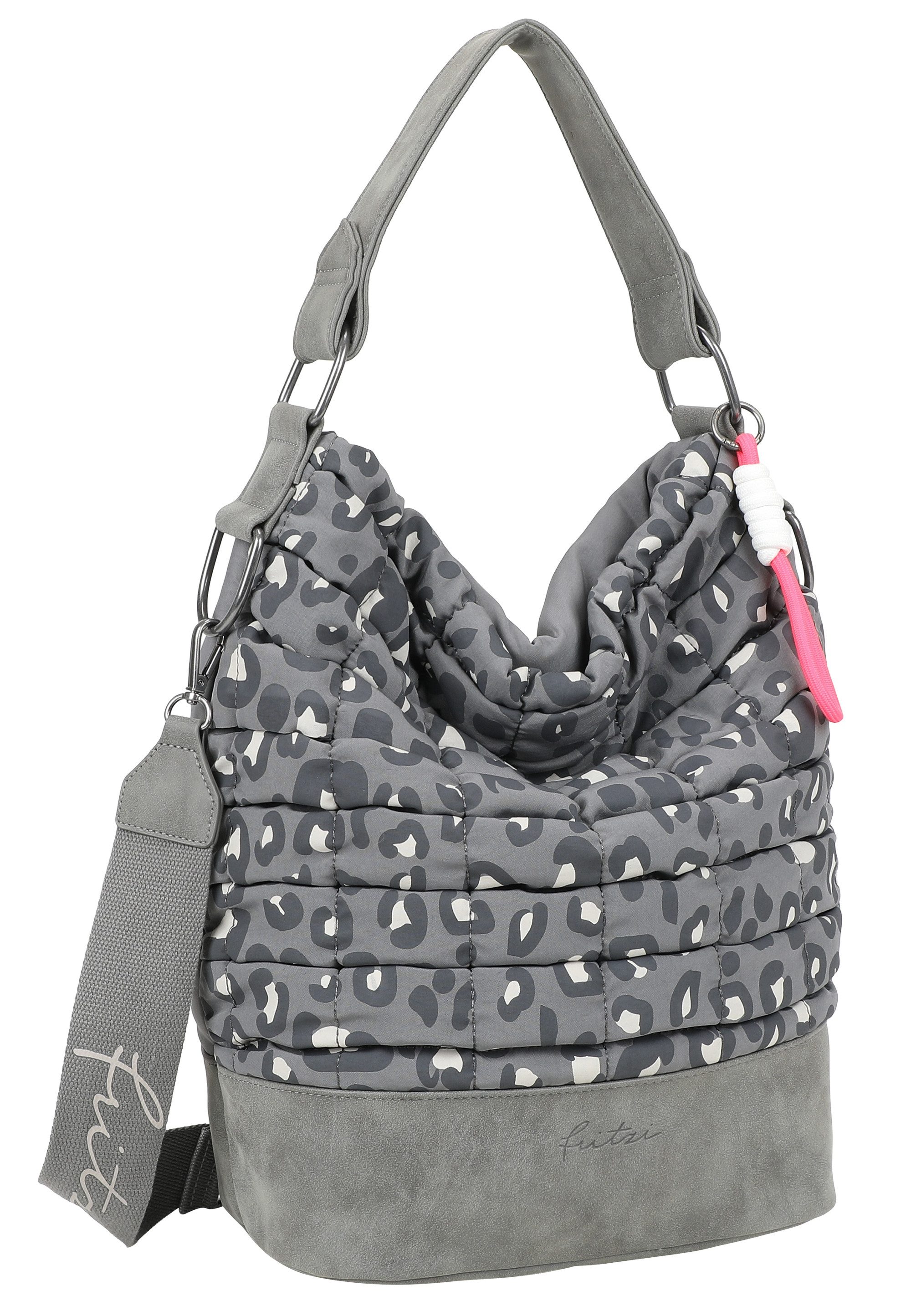 Fritzi aus Preußen Henkeltasche Leo Bubble Soft Anthra, aus 3D-Bubble Nylon-Material