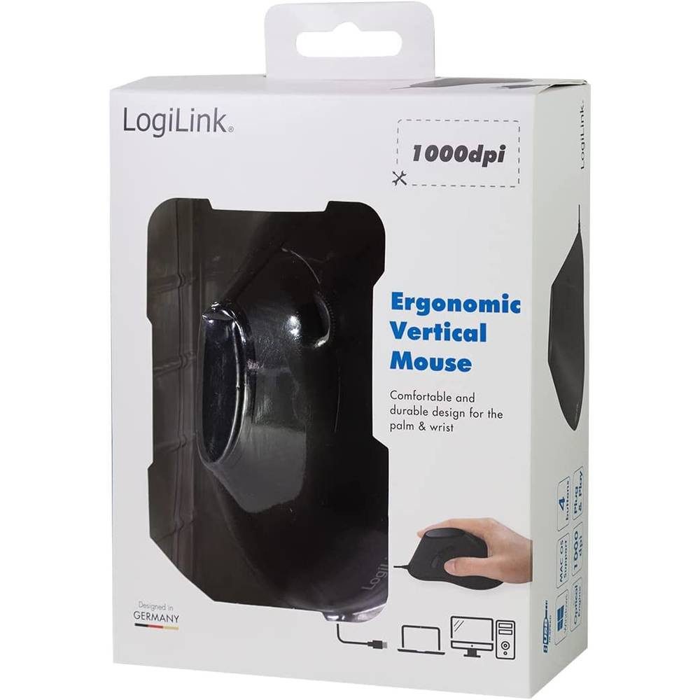 LogiLink ® Ergonomi Mouse, USB ID0158 Mäuse (Ergonomisch)